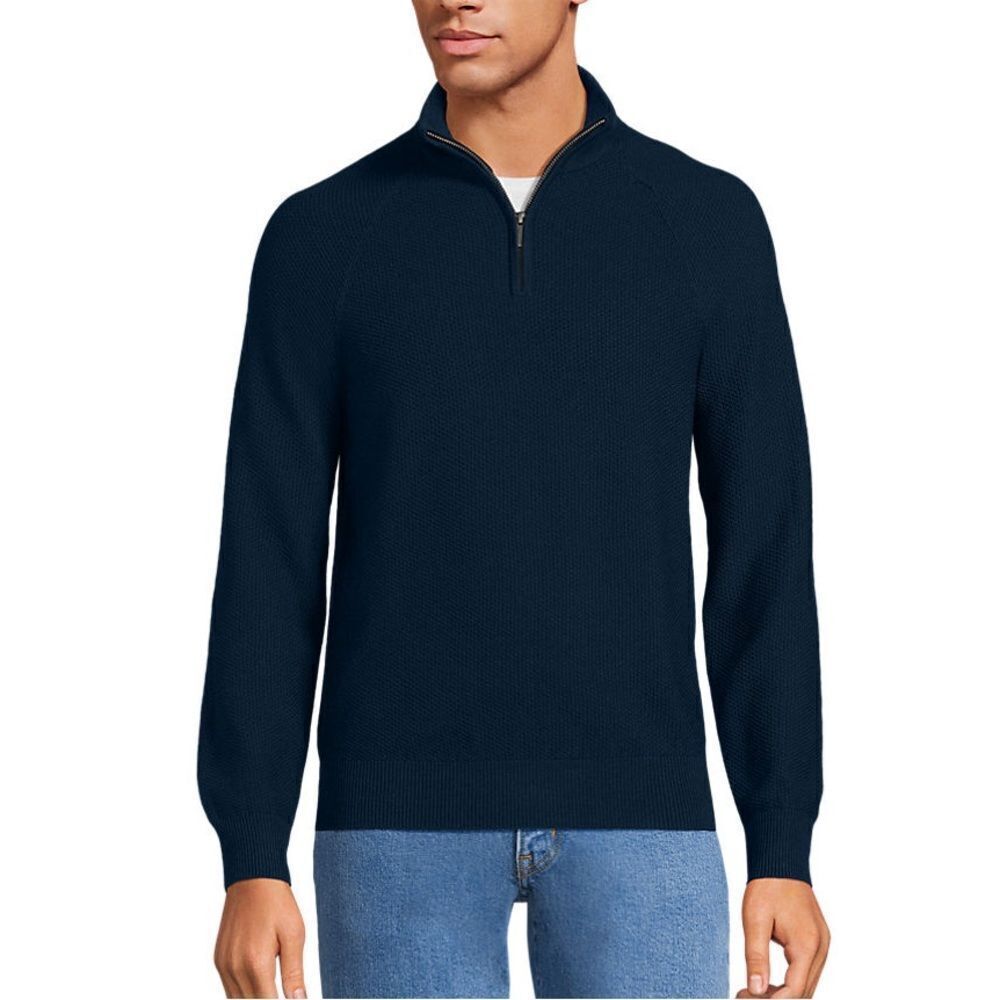 Lands’ End Men's Navy 1/4-Zip Sweater